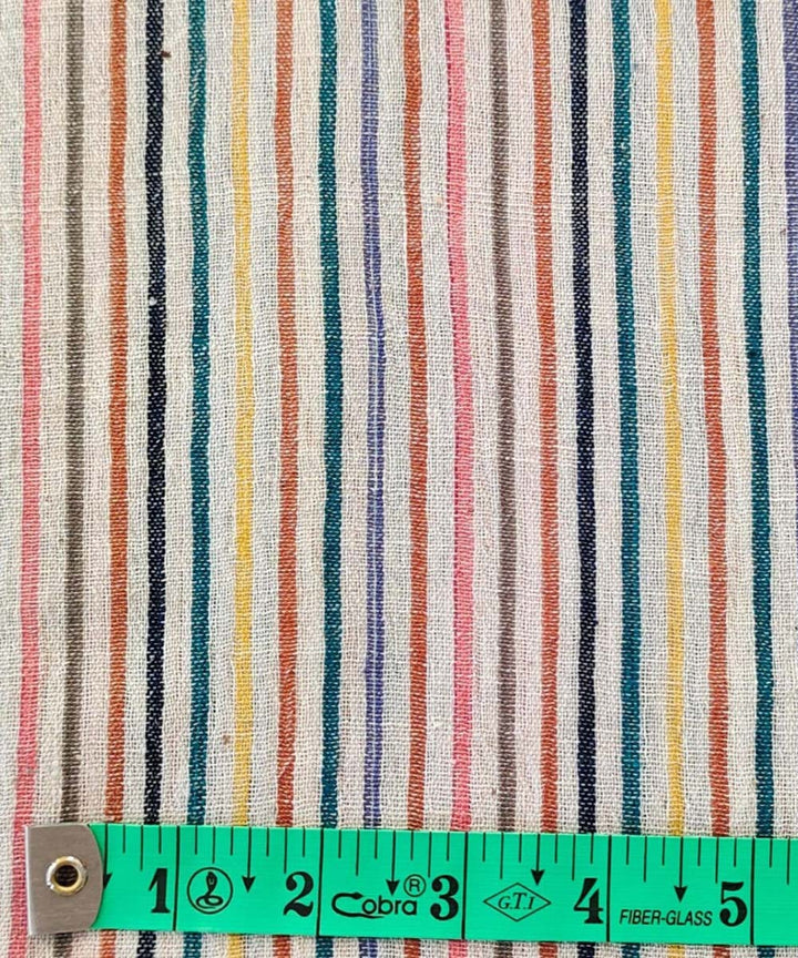 Pink multi handwoven cotton khadi fabric