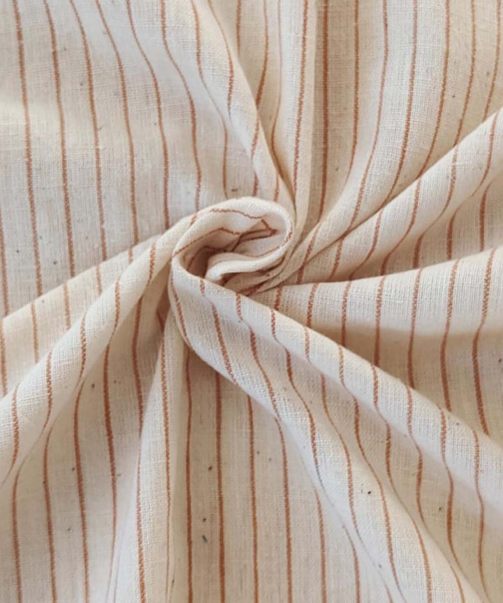 Brown cream handwoven cotton khadi fabric