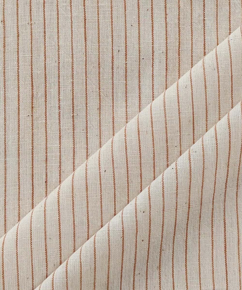 Brown cream handwoven cotton khadi fabric