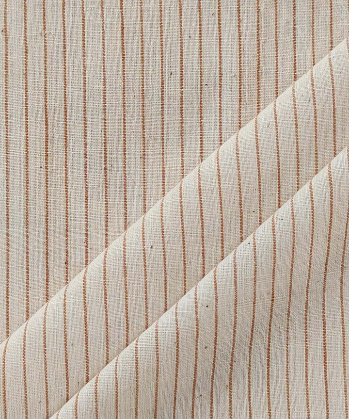 Brown cream handwoven cotton khadi fabric