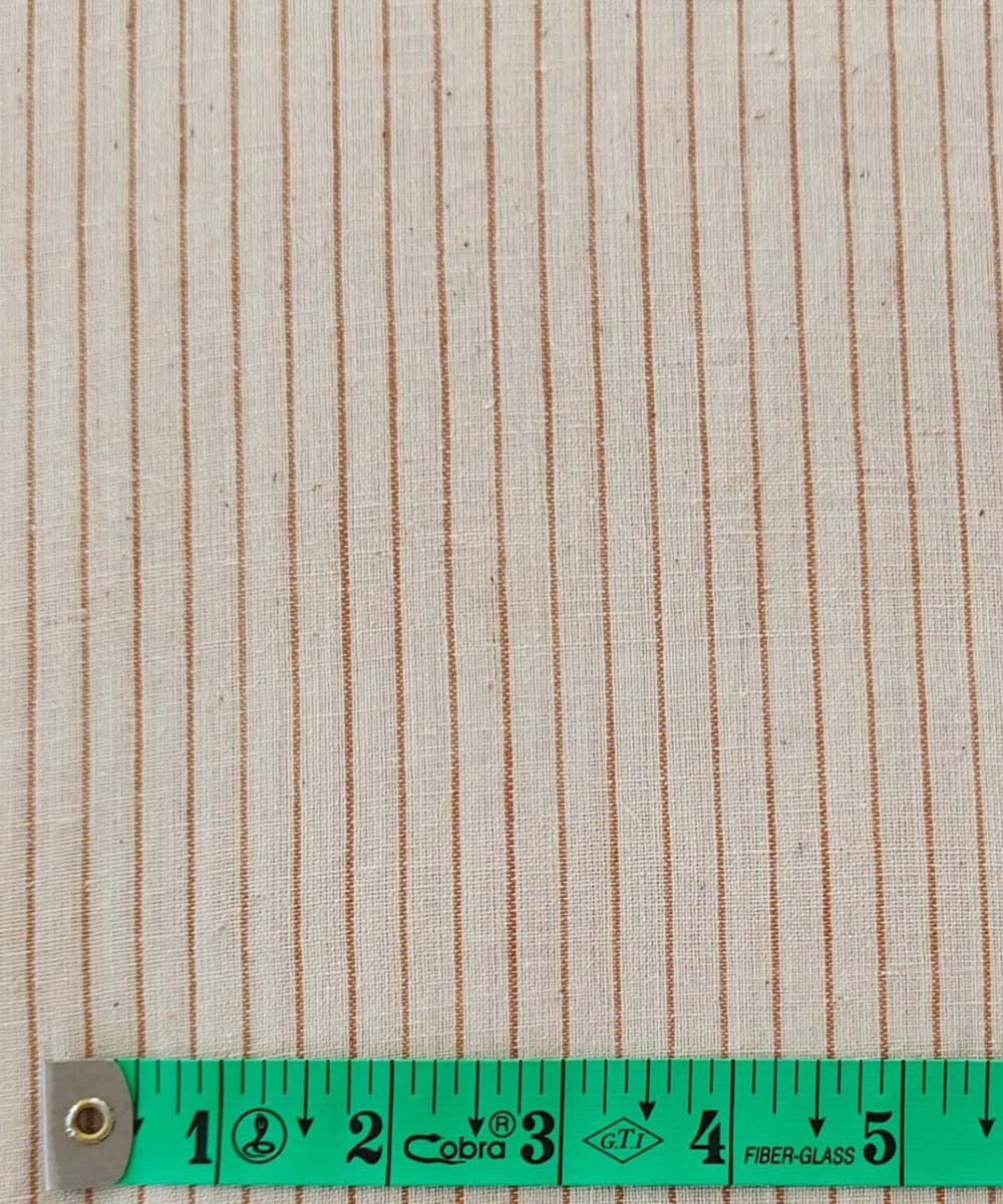 Brown cream handwoven cotton khadi fabric