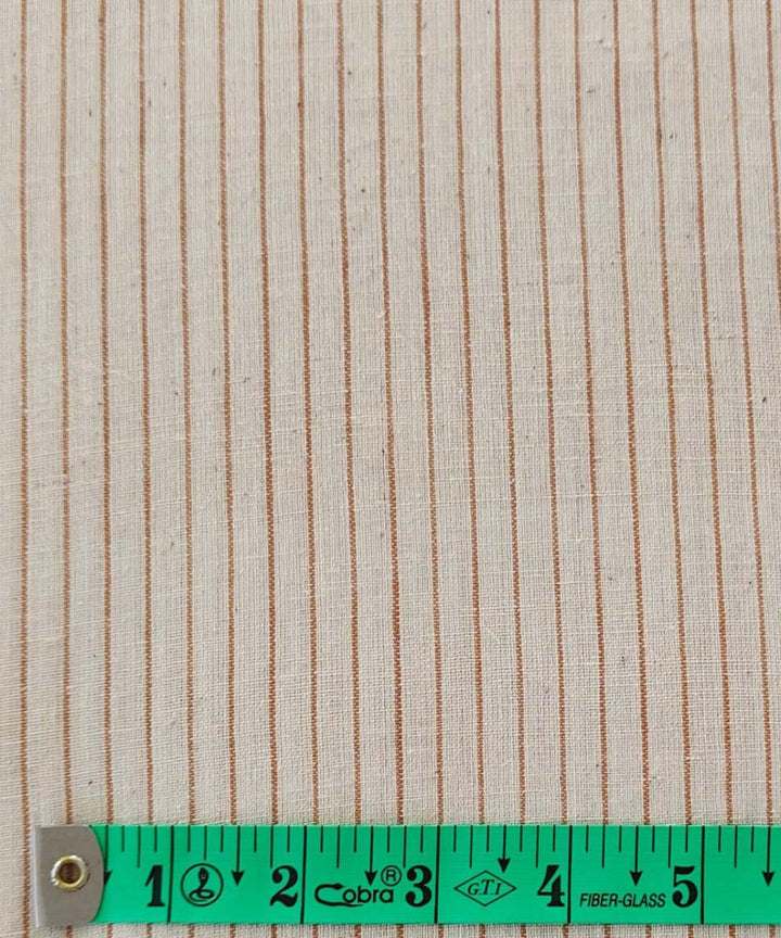 Brown cream handwoven cotton khadi fabric