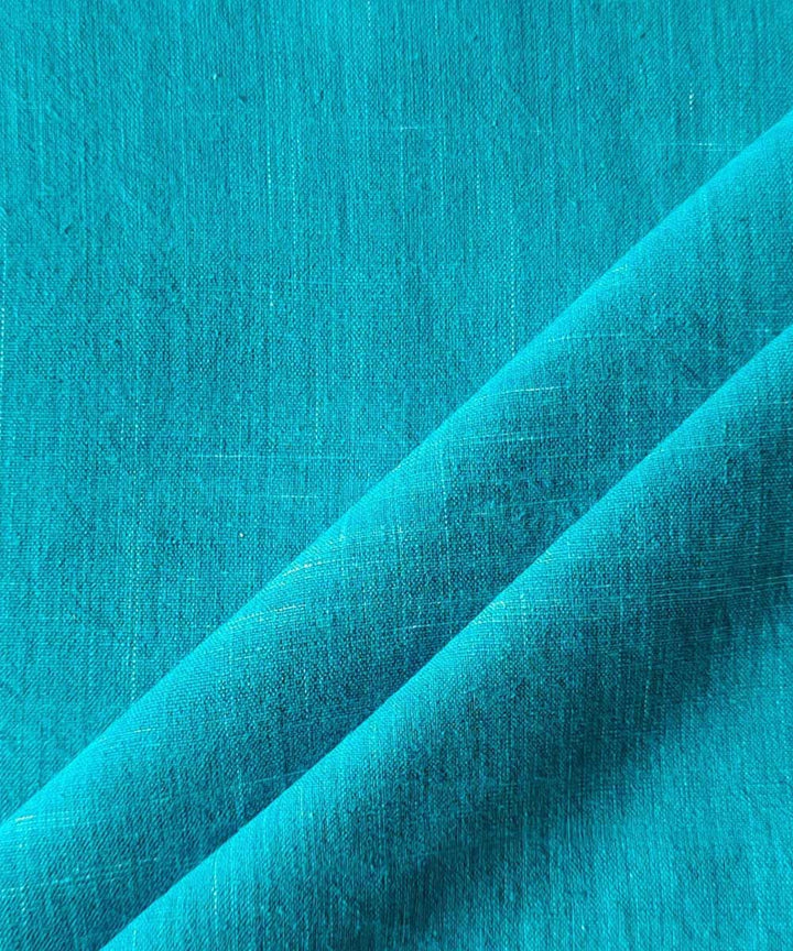 Cyan green plain handwoven cotton khadi fabric