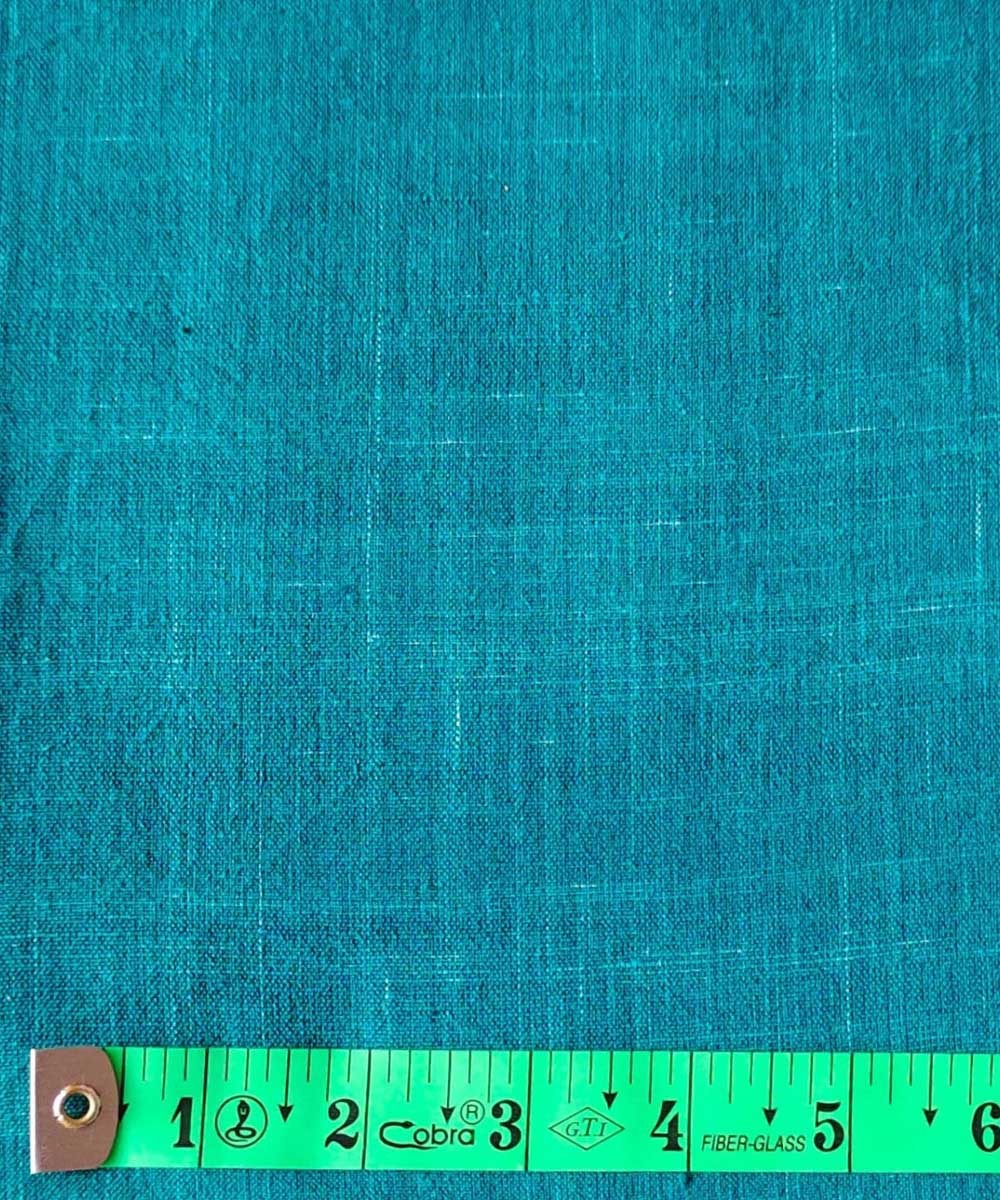 Cyan green plain handwoven cotton khadi fabric