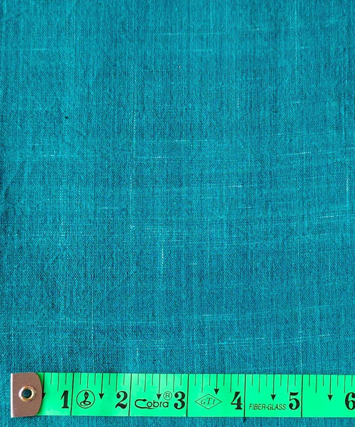 Cyan green plain handwoven cotton khadi fabric