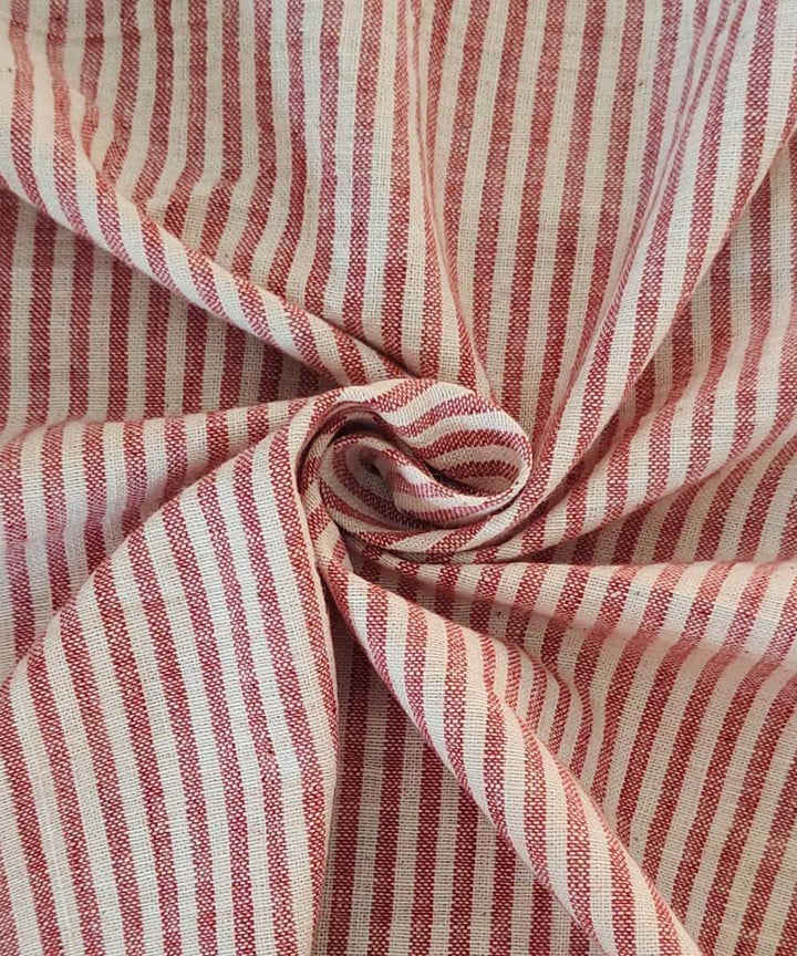 Red cream handloom cotton khadi fabric