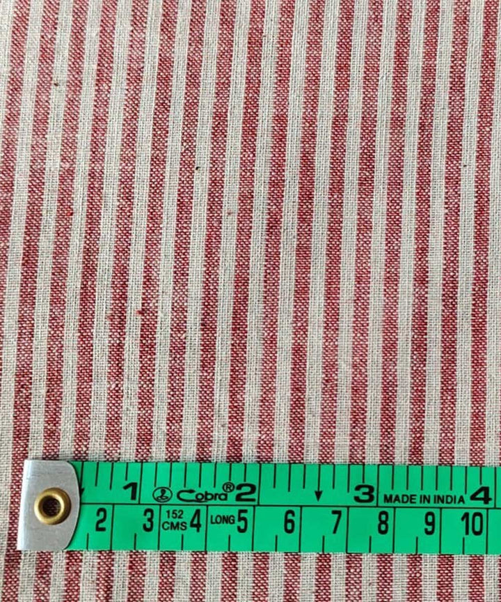 Red cream handloom cotton khadi fabric