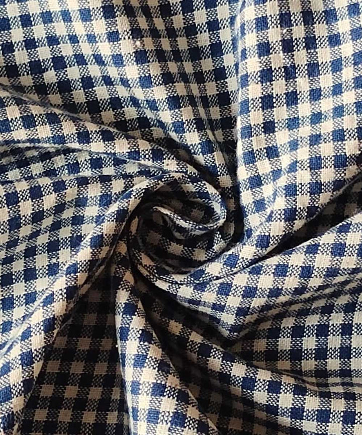 Navy cream cotton handwoven khadi fabric