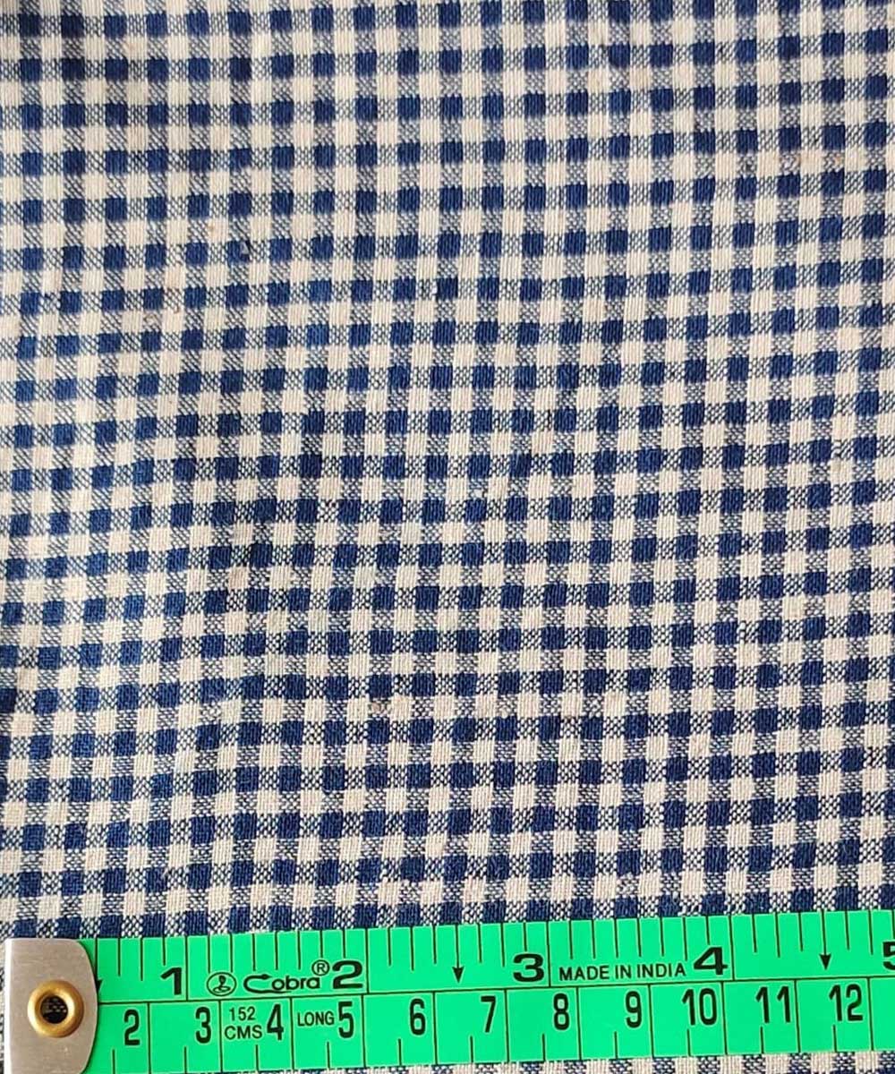 Navy cream cotton handwoven khadi fabric