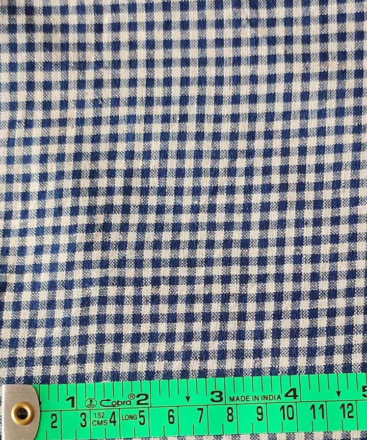 Navy cream cotton handwoven khadi fabric