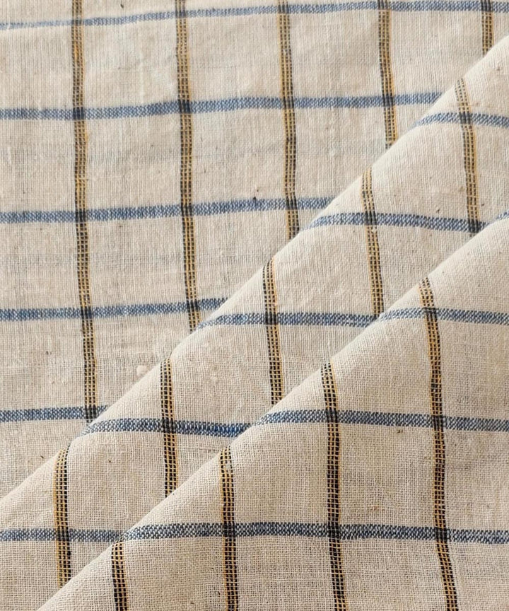 Blue grey handwoven cotton khadi fabric