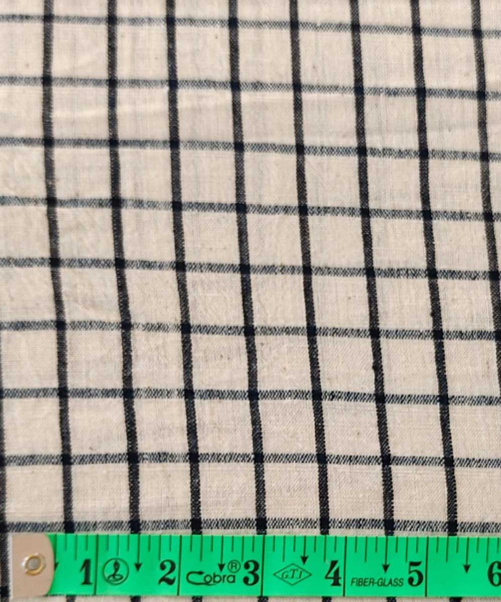 Navy cream handwoven cotton khadi fabric