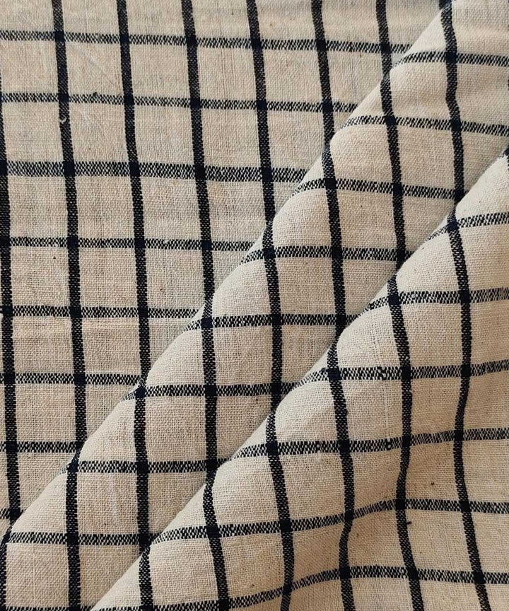 Navy cream handwoven cotton khadi fabric