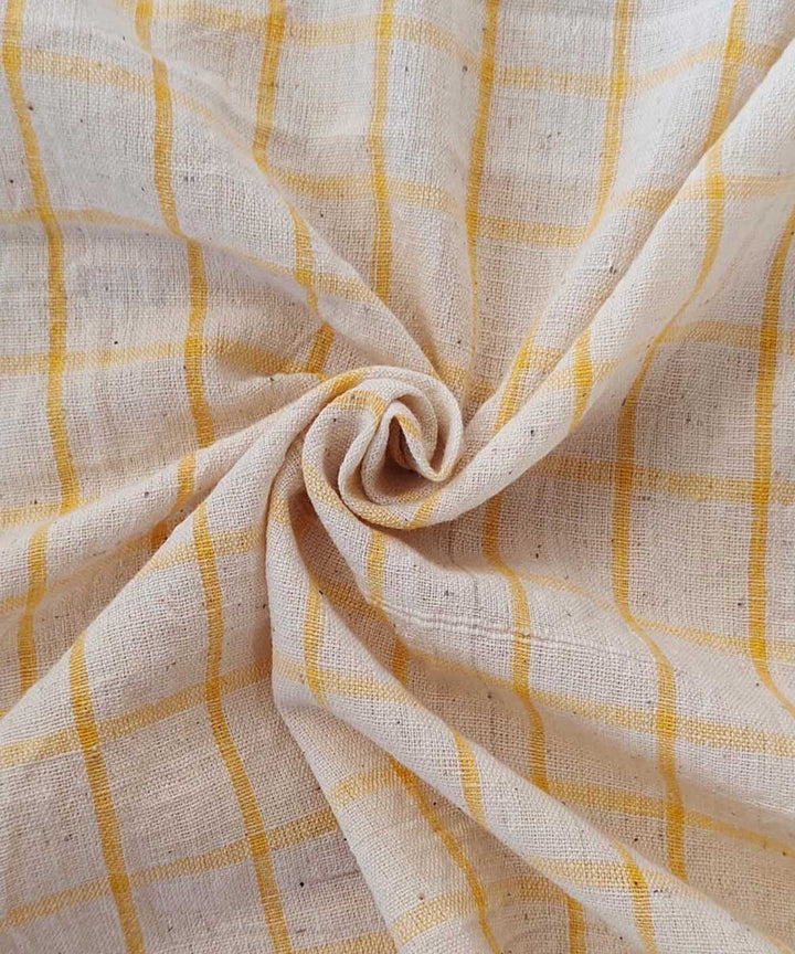 Yellow cream handwoven cotton khadi fabric