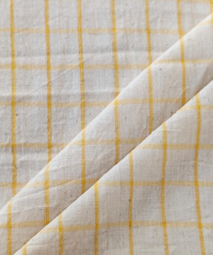 Yellow cream handwoven cotton khadi fabric