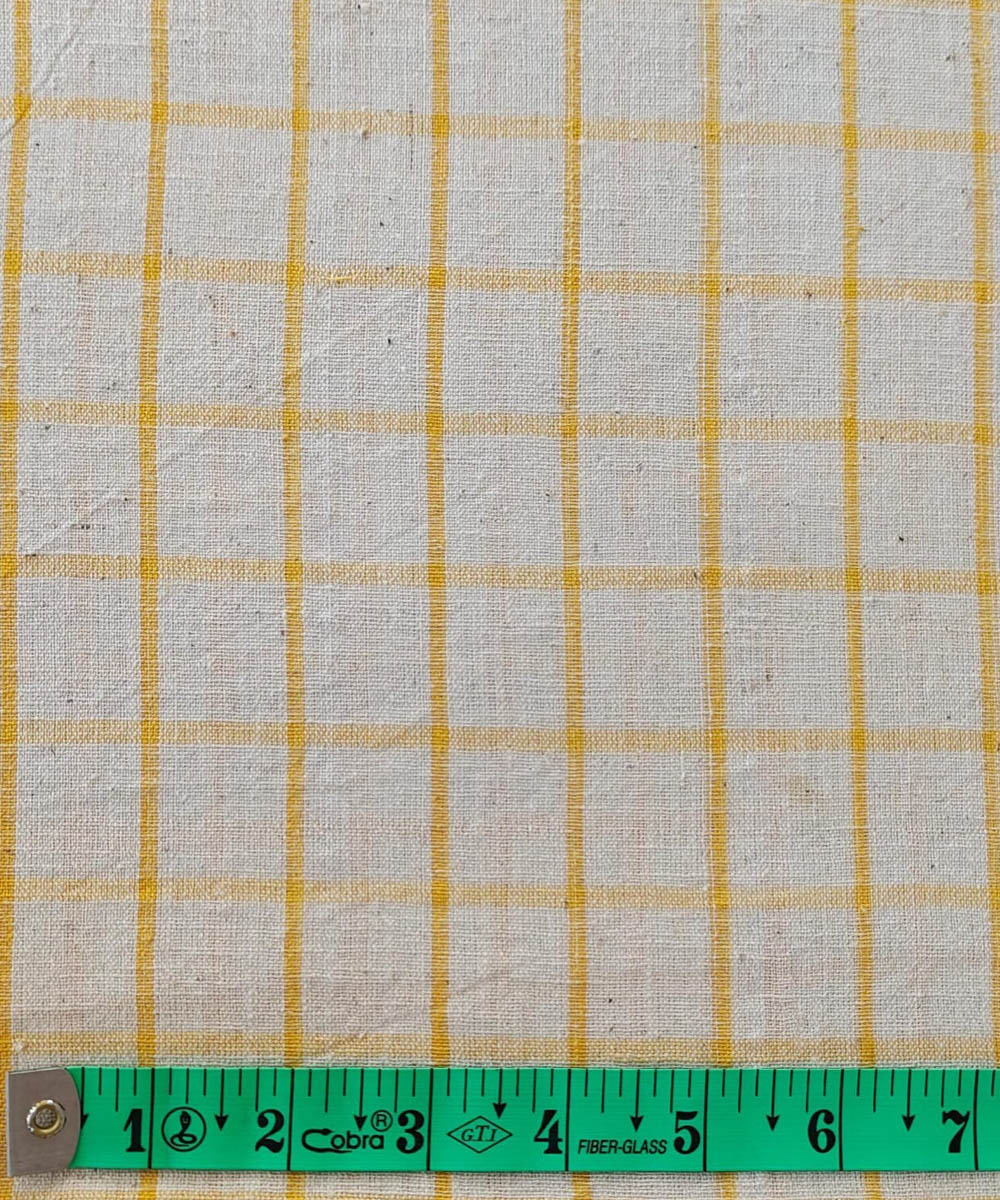 Yellow cream handwoven cotton khadi fabric