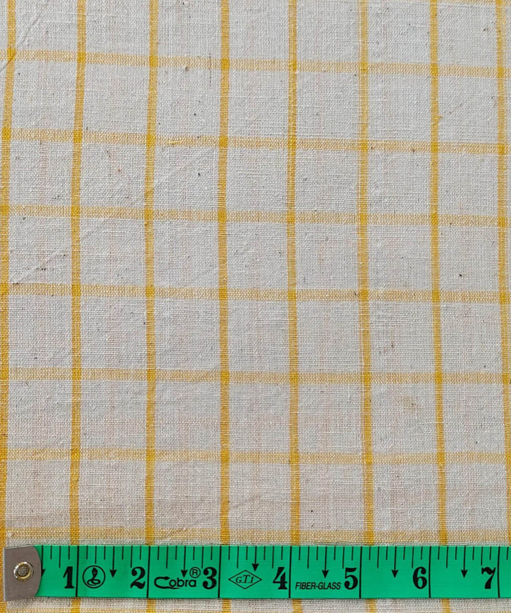 Yellow cream handwoven cotton khadi fabric