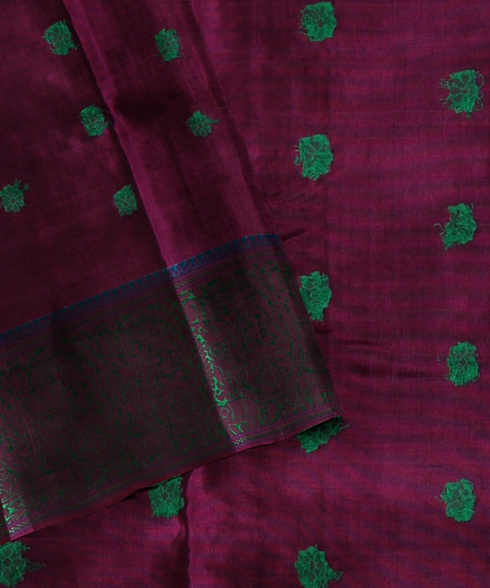 Navy blue handwoven kanchi silk saree