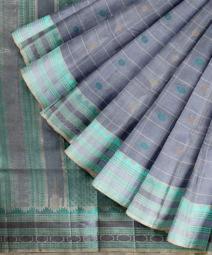 Grey handwoven kanchi silk saree