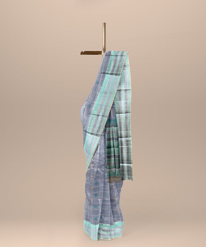 Grey handwoven kanchi silk saree