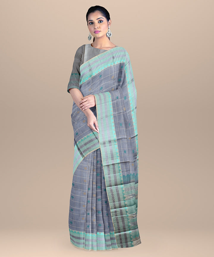 Grey handwoven kanchi silk saree