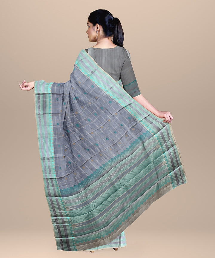 Grey handwoven kanchi silk saree