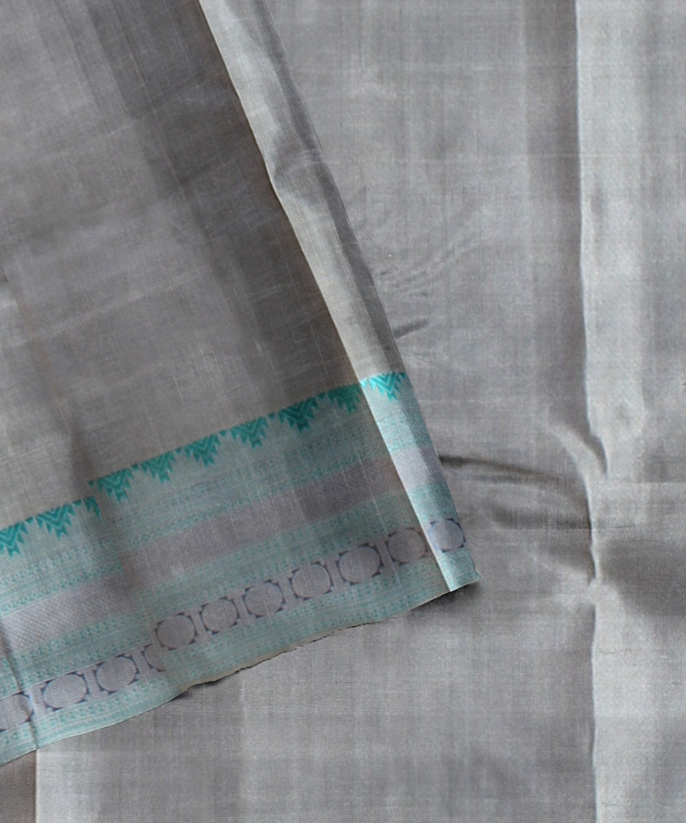 Grey handwoven kanchi silk saree
