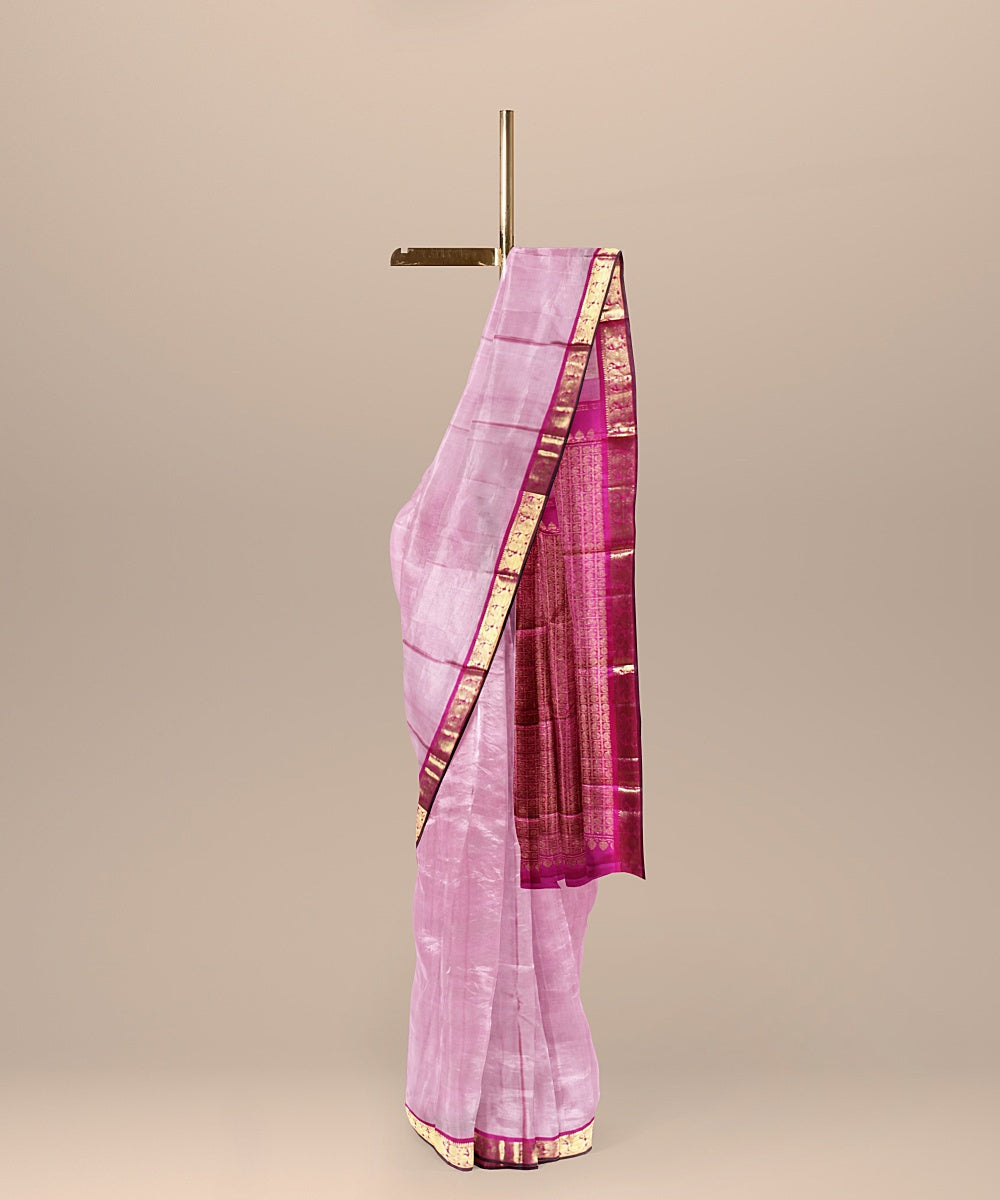 Pink handloom kanchi silk saree