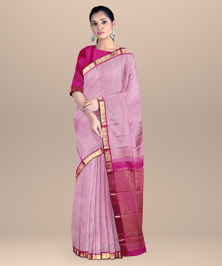 Pink handloom kanchi silk saree