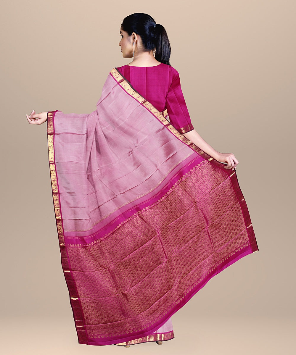 Pink handloom kanchi silk saree