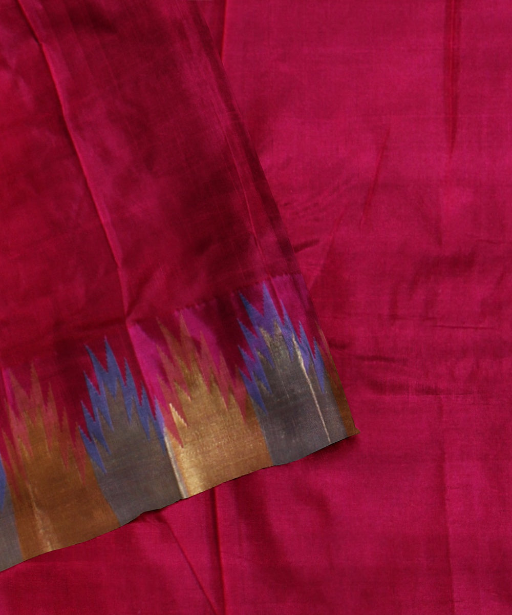 Dark green purple handwoven kanchi silk saree