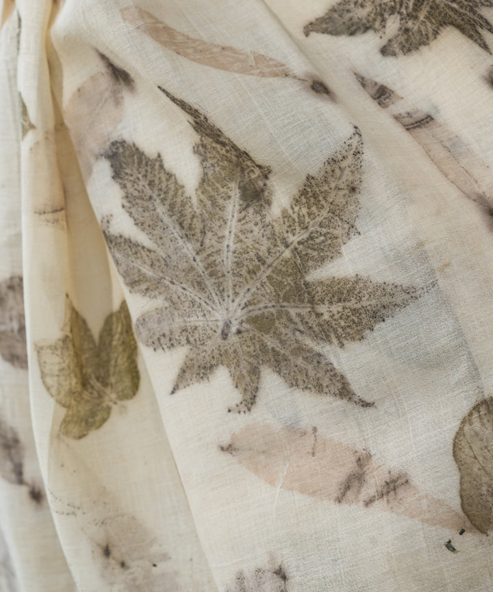 Ivory hand dyed with harde bio print cotton saree