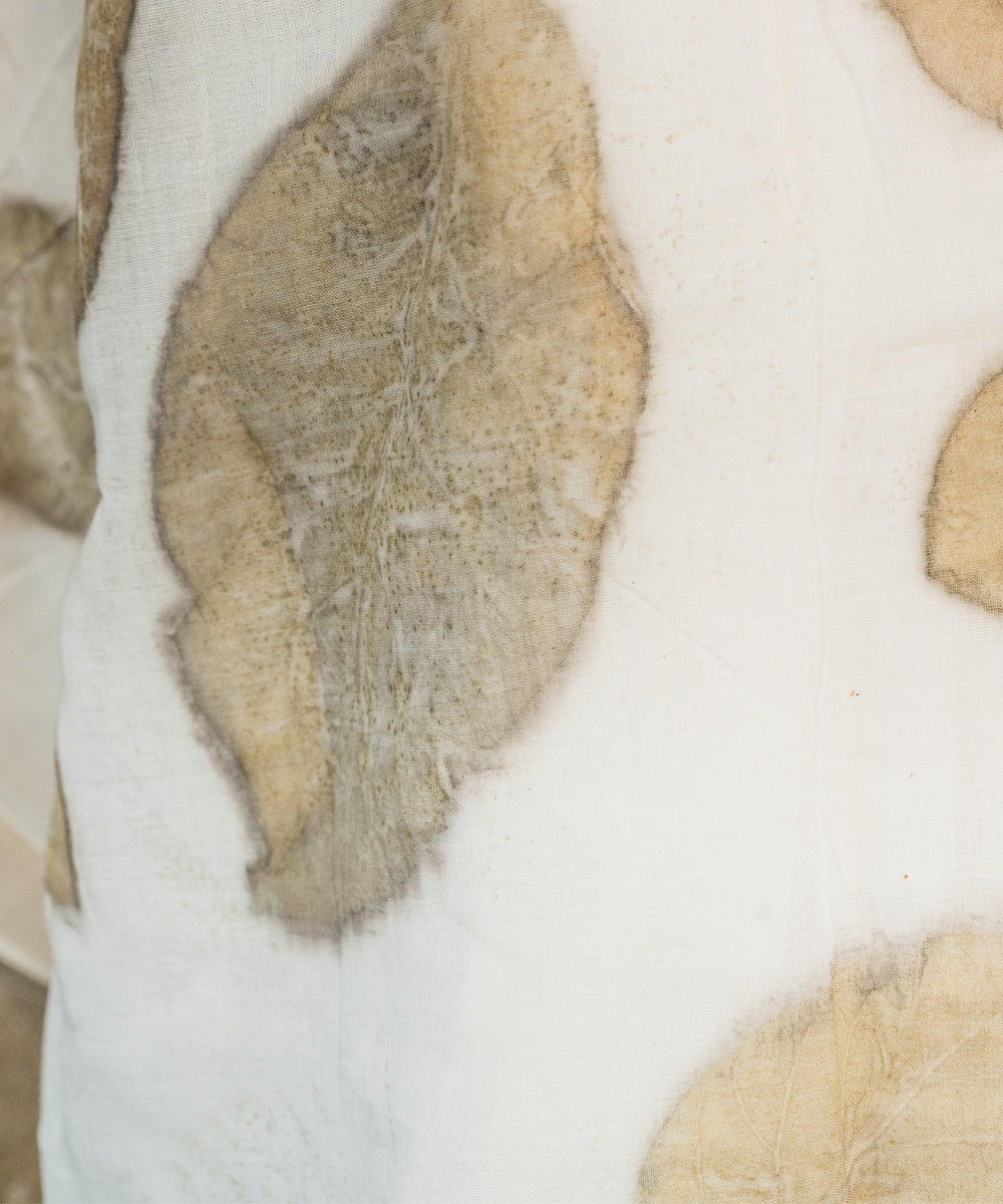 Ivory cotton hand dyed with harde bio print saree