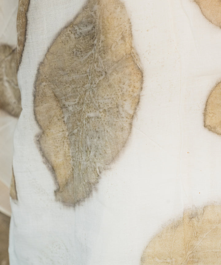 Ivory cotton hand dyed with harde bio print saree