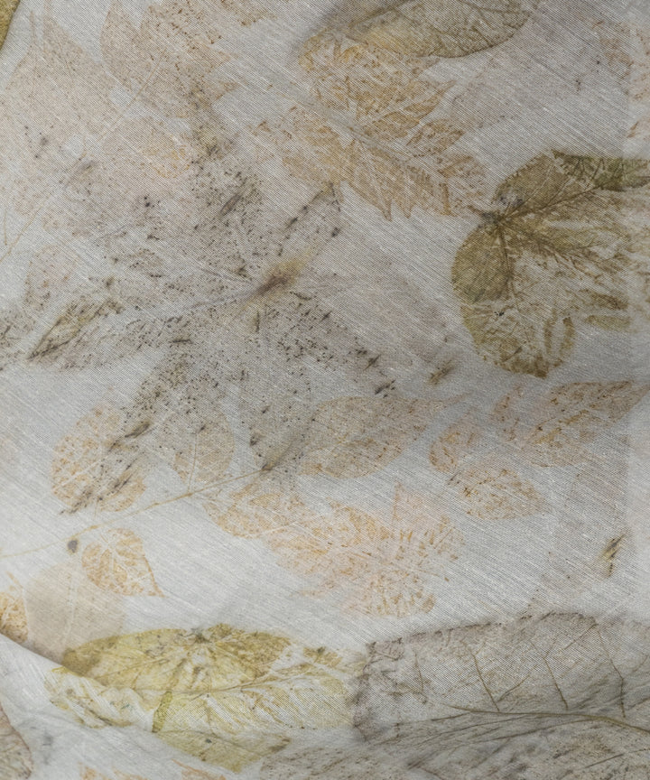 Ash grey cotton hand dyed with iron ore bio print saree