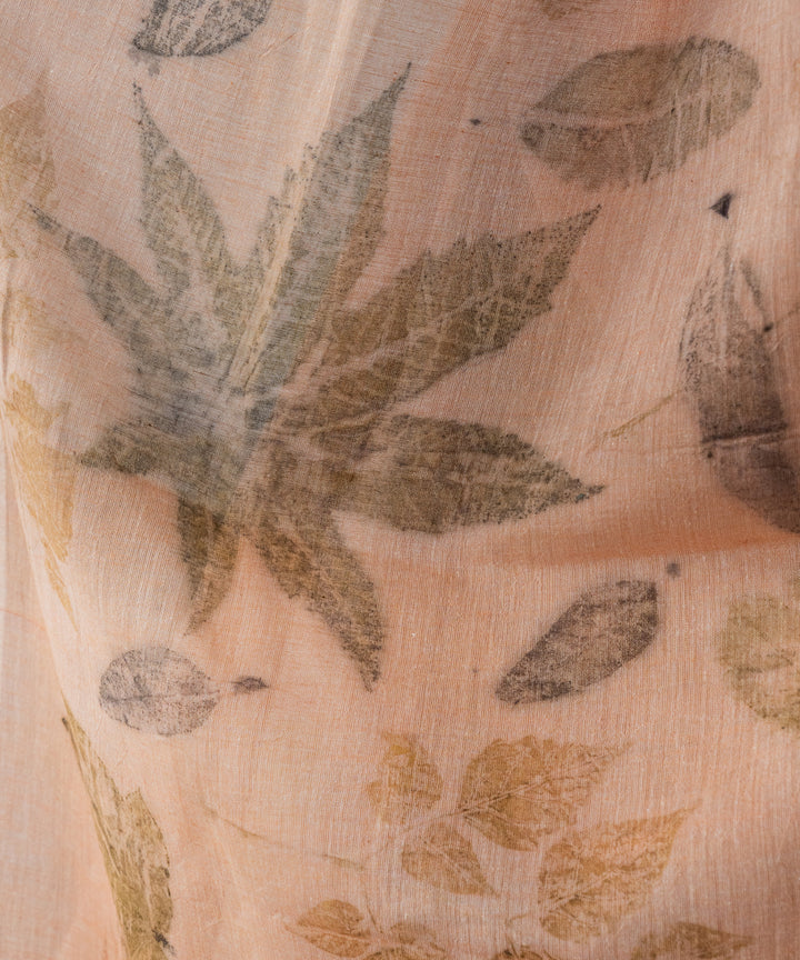 Light flamingo pink hand dyed with manjeestha roots bio print saree