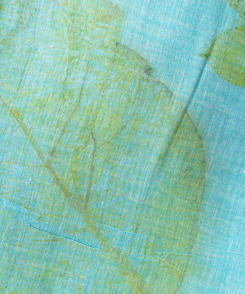 Soft indigo blue dyed liquid extracts of indigo printed cotton saree
