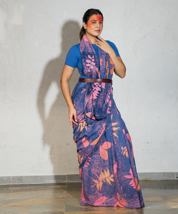 Bright indigo hand dyed indigo powder manjeestha roots cotton saree