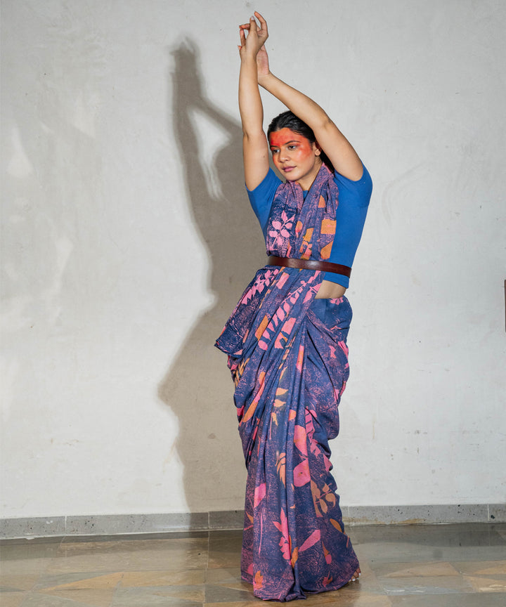 Bright indigo hand dyed indigo powder manjeestha roots cotton saree