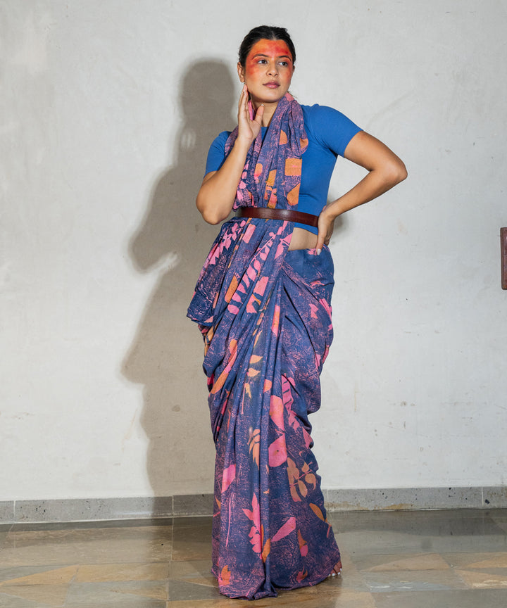 Bright indigo hand dyed indigo powder manjeestha roots cotton saree