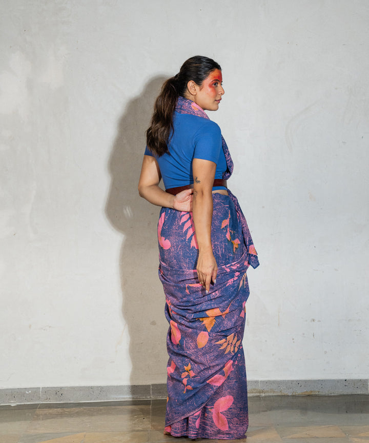 Bright indigo hand dyed indigo powder manjeestha roots cotton saree
