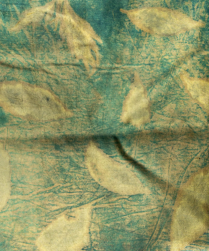 Olive green hand dyed olives pomegranate skin silk bio print saree