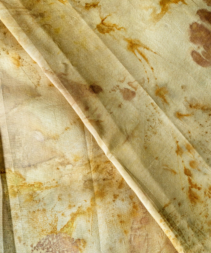 Champagne beige silk hand dyed with harde cotton bio print saree