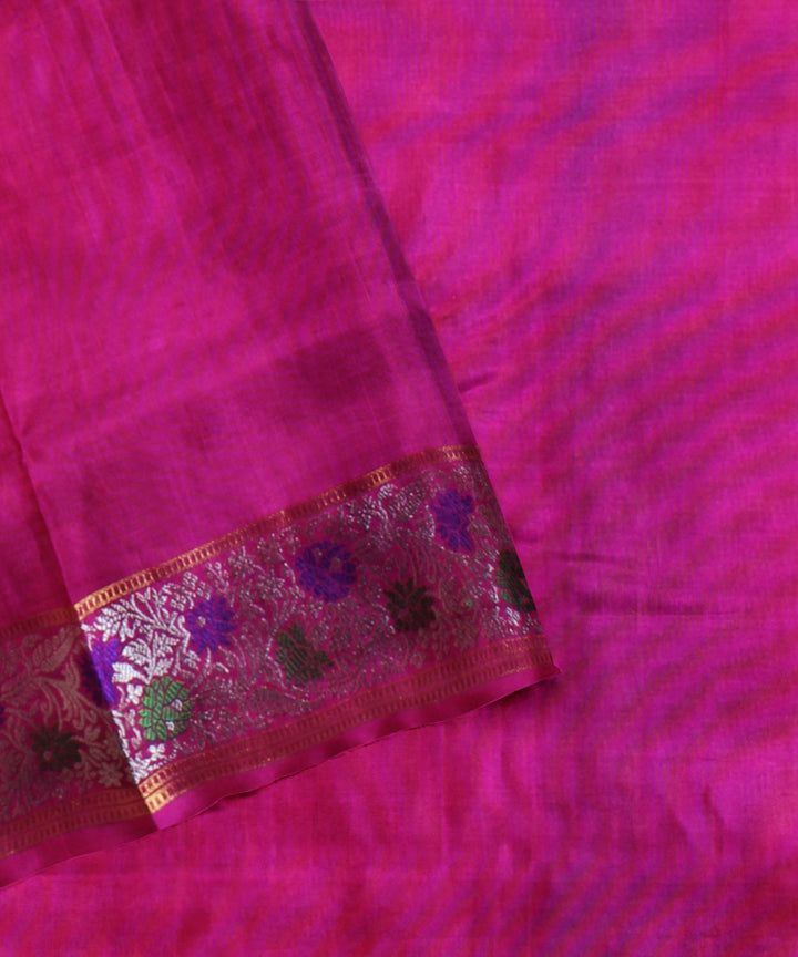 Cream pink handwoven venkatagiri silk saree