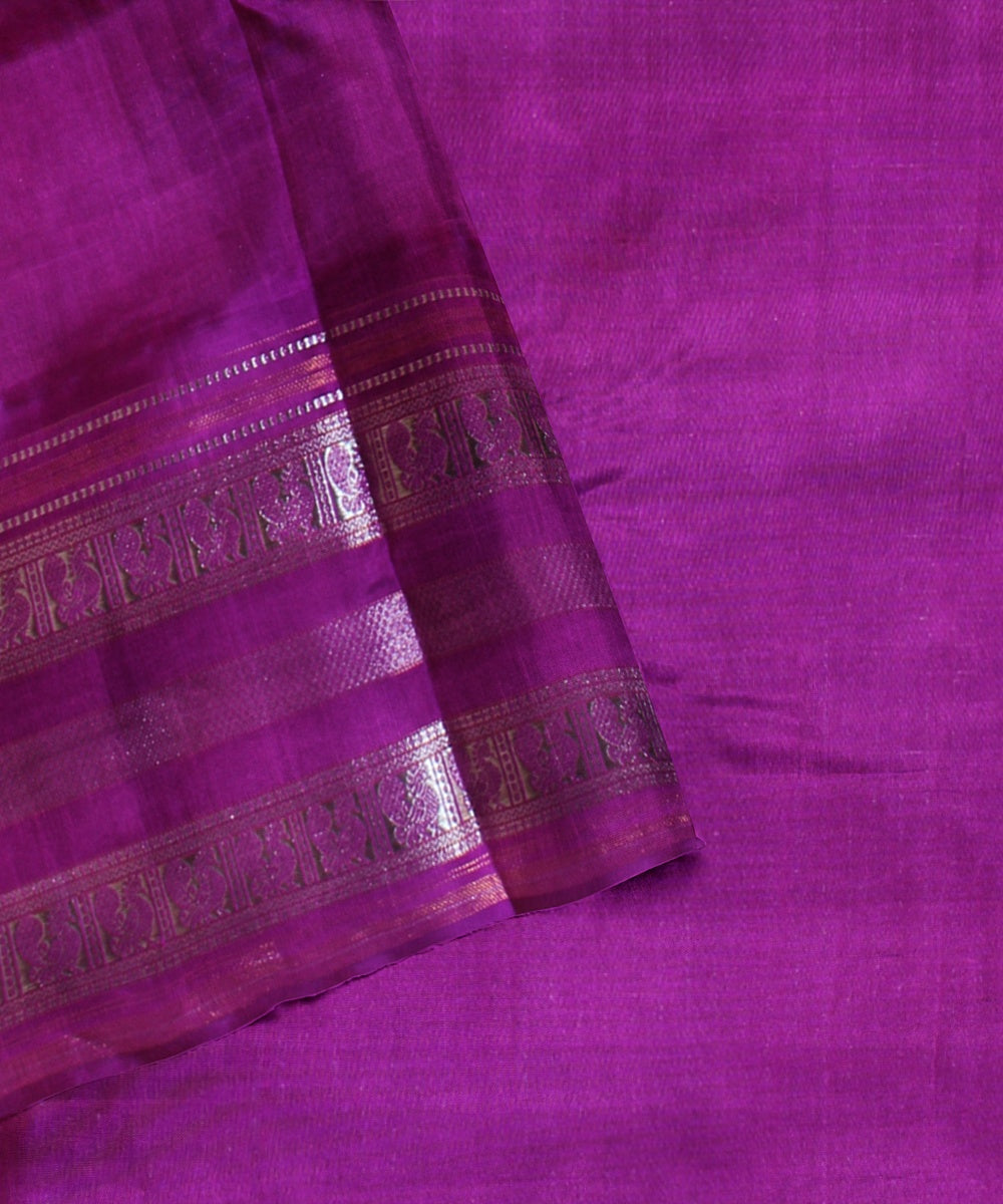 Beige purple handwoven venkatagiri silk saree