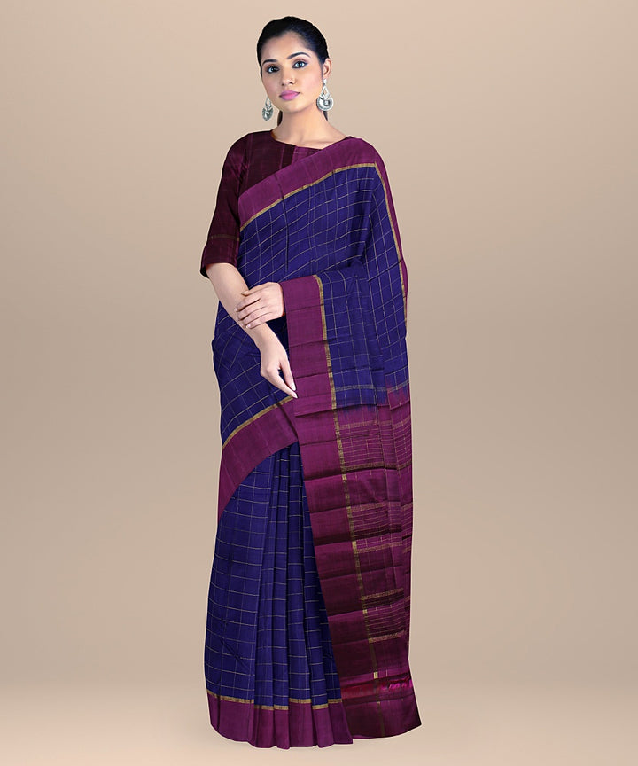 Purple wine handwoven kanchi silk saree