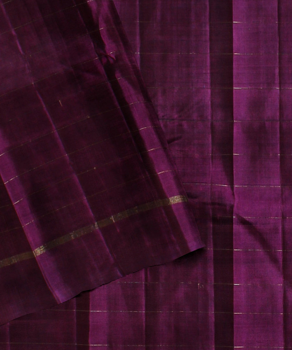 Purple wine handwoven kanchi silk saree