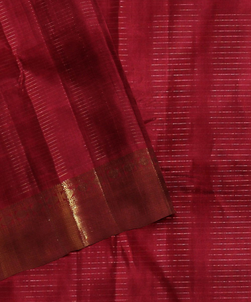 Maroon golden buti handwoven kanchi silk saree