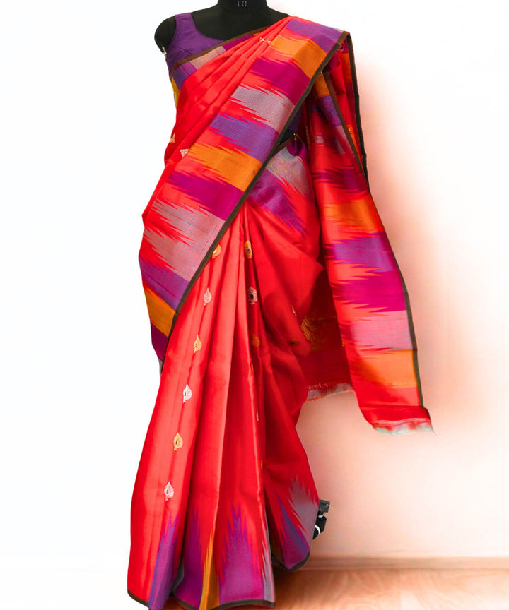 Red temple border gadwal silk saree