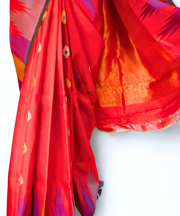 Red temple border gadwal silk saree